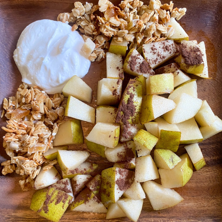 Pear Bowl With Vegan Yogurt & Neem Bark Powder Recipe