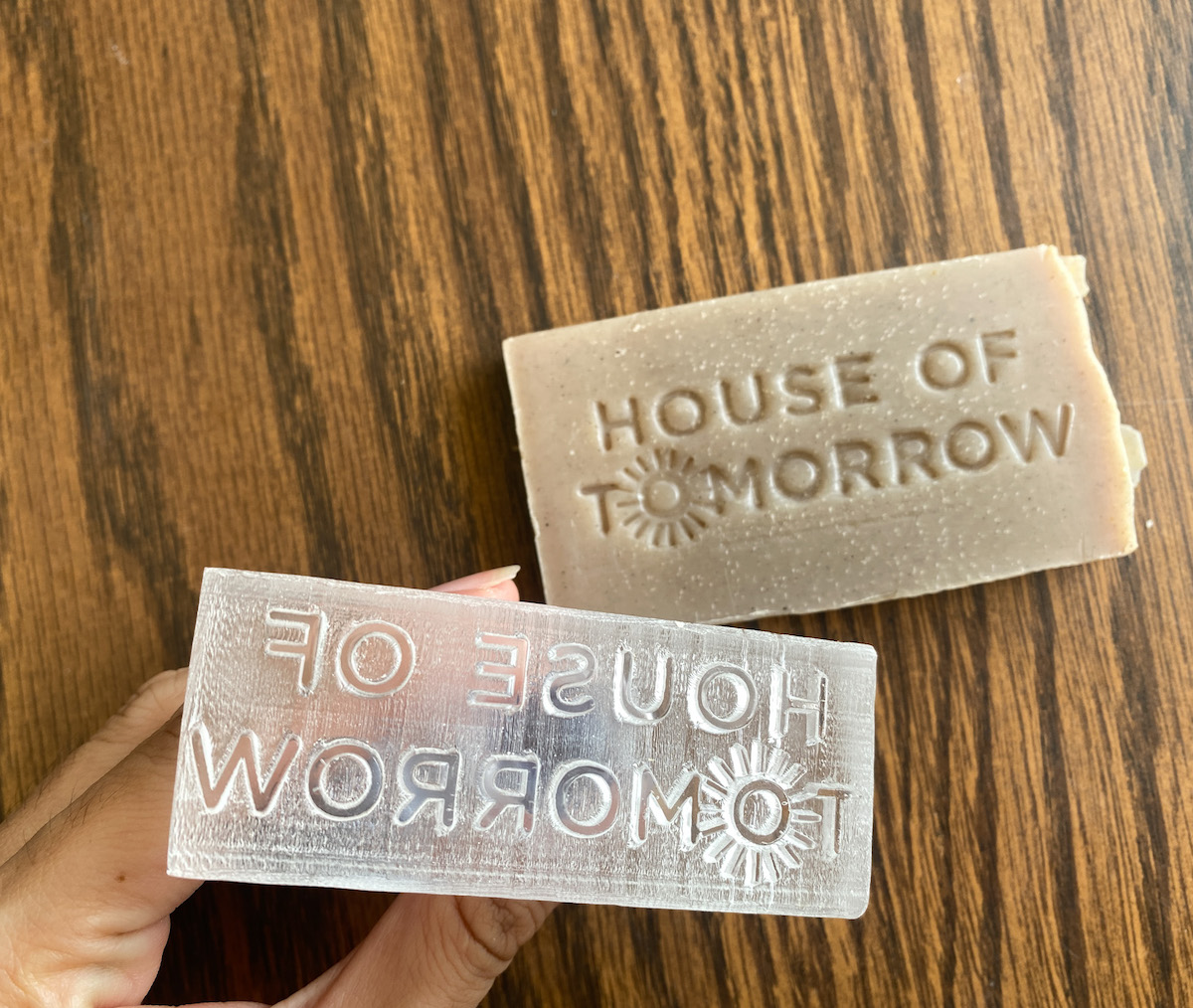 soap stamped with plastic
